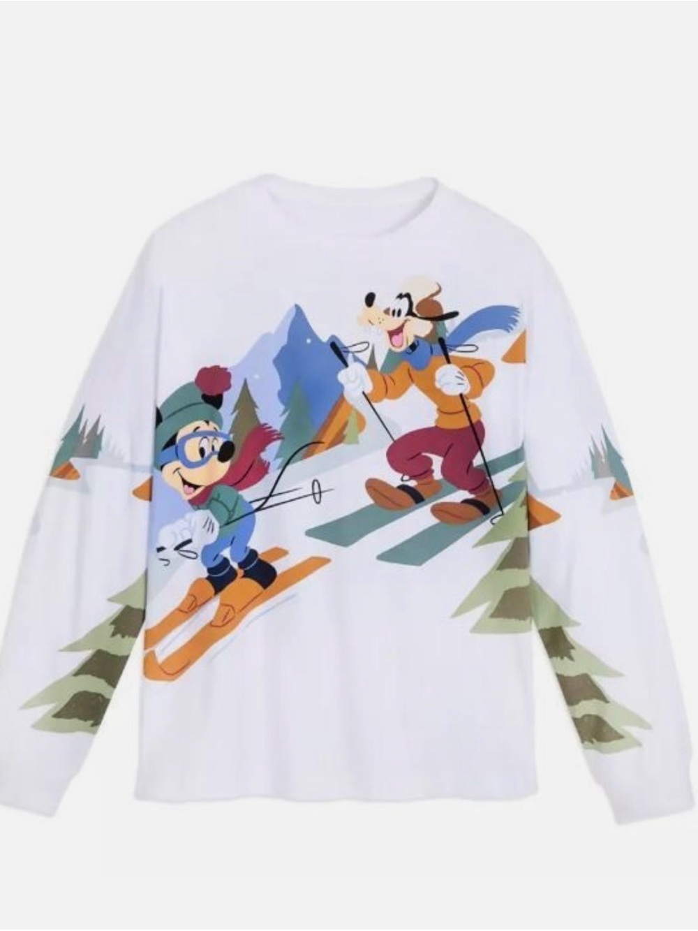 Disney White Goofy & Mickey Ski Graphic Long-Sleeve Tee